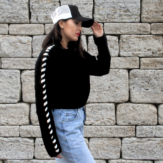 Jersey negro con tejido