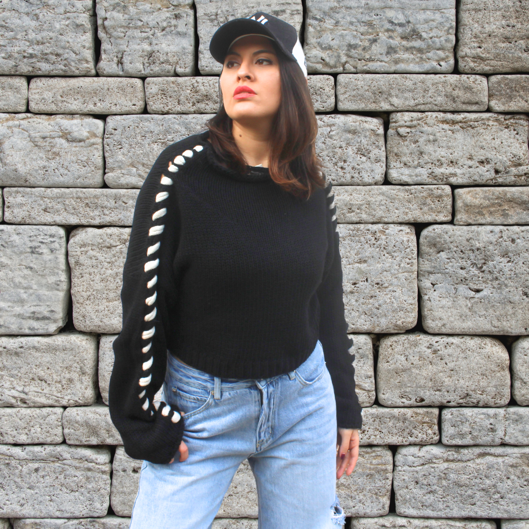 Jersey negro con tejido