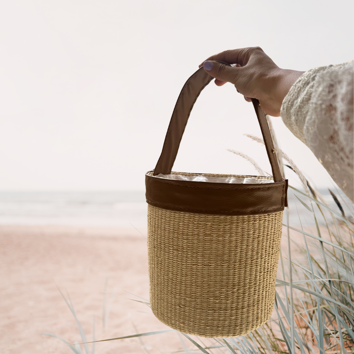 Cesta Verano - Tejida a mano 100% paja toquilla