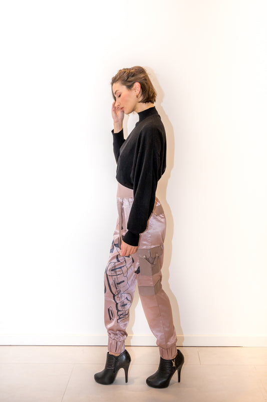 Pantalón Satén pintado a mano